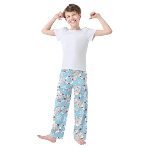 ZZXXB Elephant Steering Wheel Boys Long Pants Soft Trousers Elastic Waist Kids Lounge Bottoms with Pockets S-XL2