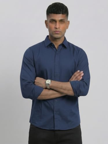 Image of DOXIC Men's Cotton Shirt with Spread Collar Neck Full Sleeves Classic Style Solid Pattern Regular Fit and Standard Length | Formal & Casual Wear Shirts