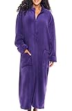 Alexander Del Rossa Long Zip Up Robes - Plush Zipper Housecoats for Plus Size Women, Purple XL (A0300PURXL)