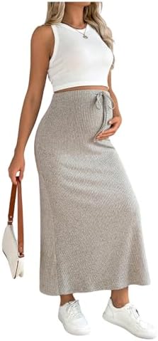 MakeMeChic Women's Maternity 2 Piece Sets Crew Neck Sleeveless Ta...