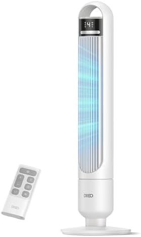 DREO Tower Fan for Bedroom, 90° Oscillating Standing Fans for Roo...