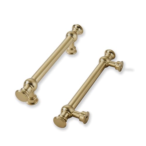khtumeware 10 Pack 3inch(76mm) Hole Center Champagne Bronze Cabinet Pulls Solid Heavy Duty Pull Cabinet Hardware Handle for Kitchens cabinets Dressers Pull for Bathroom