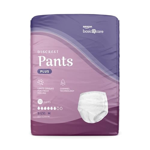 Amazon Basic Care Pant Mujer Discreet M Plus – 40 Unidad (4 Paquetes de 10), Blanco