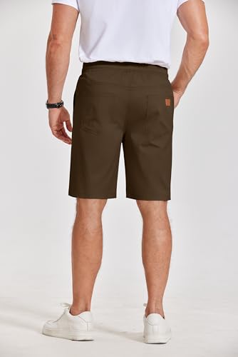 Image of COOFANDY Mens Casual Shorts Cotton Elastic Waist Drawstring Shorts Lightweight Summer Beach Shorts