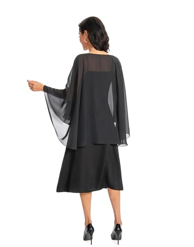 Image of Baoqiya Chiffon Capes Sheer Capelets Long Cape Poncho For Women Plus Size