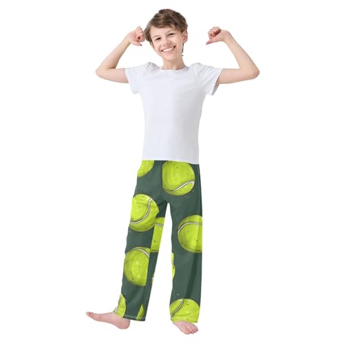 Tennis Balls Boys Long Pants Soft Trousers Elastic Waist Kids Lounge Bottoms with Pockets S-XL3