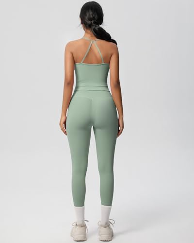 Women 2 Piece Workout Sets Padded Sports Bra Tank Matching High Waist Booty Lifting Leggings Sets Gym Sets2