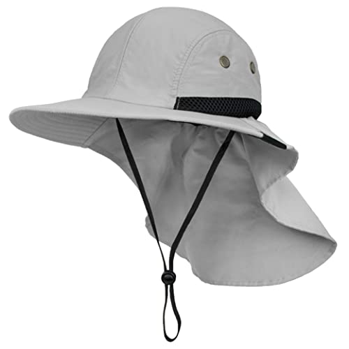 Sun Cube Sun Hat For Men, Wide Brim Fishing Hat Neck Flap Cover Men Women, Hiking Safari, Uv Sun Protection Summer Gardening Beach Camping Upf 50+, Light Gray #TOP14