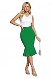 Hybrid & Company Womens Premium Nylon Ponte Stretch Office Fishtail Pencil Skirt KSK45010 1073T Kelly GREE L