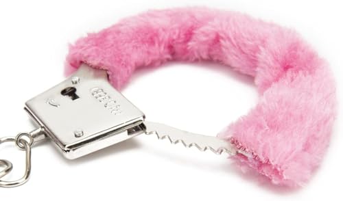 Image of Kids Toy Handcuffs with Fluffy Cover - Safe Pretend Play Metal Handcuffs with Keys - Soft Plush Covering for Police Role Play & Fancy Dress