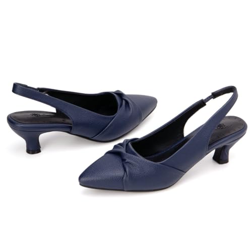 DINTAHA Pointed Toe Slingback Kitten Heels for Women,Low Kitten Heel Pumps Office Dress Shoes2