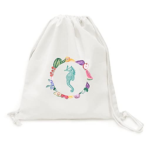 Sac de courses hippocampe pliable en tissu avec sangle pour le marché bio