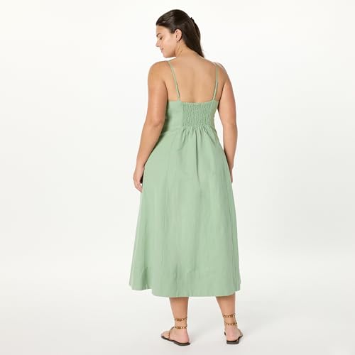 Image of The Drop Womens Daphne Square Neck Linen Maxi Dress