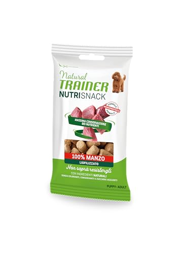 Natural Trainer Nutrisnack - Snack di Manzo liofilizzato per Cane per cuccioli e cani adulti di tutte le taglie - 20 x 20g