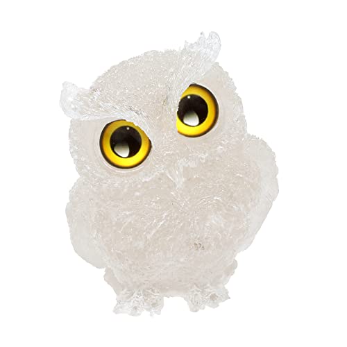 mookaitedecor 3 Inch Clear Quartz Crystal Owl Figurine Ornament for Home Office Decor Housewarming Gift Large Owl Gift for Men Women Resin Stone Animal Sculpture Statue Good Luck Ornament