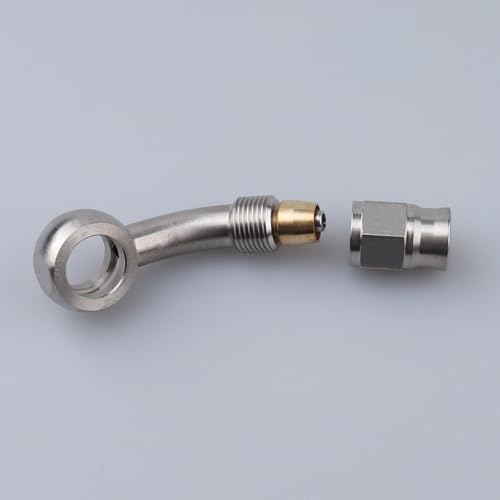 Image of AC PERFORMANCE 3AN to 10.2mm Banjo 45 Degree Brake Hose Fitting Stainless Steel