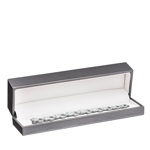 Caixa de pulseira de couro macio de luxo para joias - estojo de colar e pulseira com interior de couro - Caixa de colar de joias elegante para mulheres e homens - Caixa de presente de joias requintada