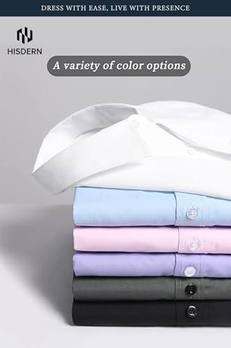Image of HISDERN Mens Dress Shirt with Tie Pocket Square Set Classic Button Down Shirt Matching Tie Long Sleeve Shirts