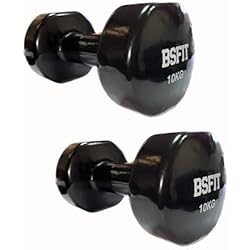 Mancuernas De 10 Kilos Usadas BSFIT® Juego de 2 Mancuernas Antideslizantes de Vinilo, de 10 kg con Diseño Hexagonal Anti-Rodadura, Ergonómicas, Pesas y Mancuernas para Gimnasio en Casa