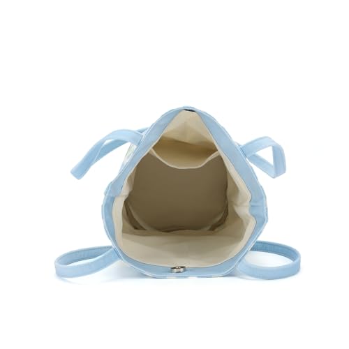 Image of Shoulder Bag for Women, Cotton Canvas Bucket Bags Tote Purse Cute Crossbody Bag Designer Ladies Handbags