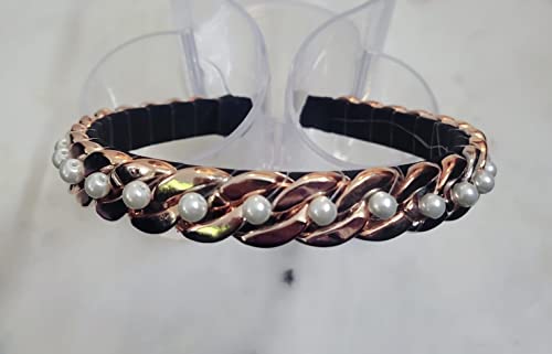 Image of Elegant&Exclusive Women's Fashion Chain Stones Hairbands /Headbands from Our Embellished Collection Useful for Girls & Women (Rosegold Thick Chain)