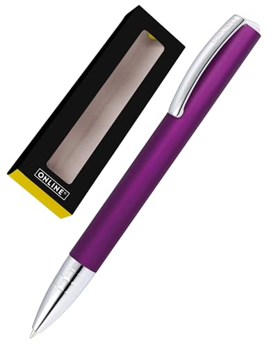 ONLINE Kugelschreiber Vision Purple I Drehkugelschreiber mit Standard Großraummine in Strichstärke medium, Schreibfarbe Schwarz I Eleganter Kuli aus Aluminium in Geschenkbox