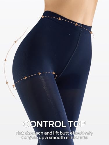 Image of MANZI Women's 2-6 Pairs Opaque Control Top Tights Comfort Stretch Pantyhose