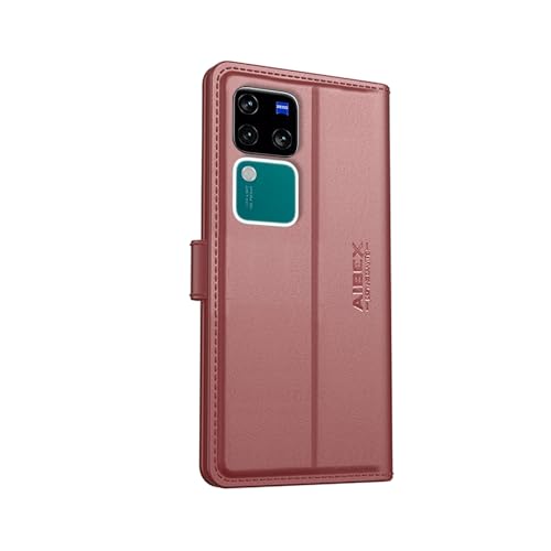 Image of AIBEX Compatible for Vivo V30 Pro 5G / Vivo V30 5G Flip Cover Leather Finish with Magnatic Closure | Inside TPU with Card Pockets | Wallet Stand | Complete Protection Flip Case -Brown