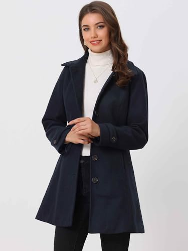 Image of Allegra K Women's Winter Classic Overcoat with Pockets Single Breasted Coat | Soft pea coat, Fully lined outerwear, Trendy, Fall office peacoat, Warm casual holiday everyday wear,
