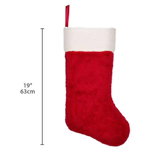 Ivenf-Christmas-Stockings-4-Pcs-19-inches-Polyester-Classic-Red-and-White-Plush-Mercerized-Velvet-Stockings-for-Family-Holiday-Xmas-Party-Decorations Ivenf Christmas Stockings 4 Pcs 19 inches Polyester Classic Red and White Plush Mercerized Velvet Stockings for Family Holiday Xmas Party Decorations
