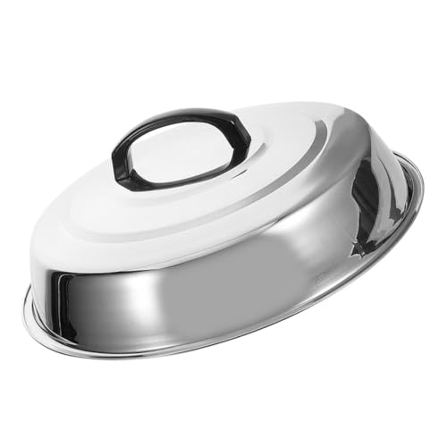 ibasenice Coperchio a Cupola Protettivo per Alimenti in Acciaio 38 Cm, Copertura Anti-Schizzi per Bistecca e Barbecue da Cucina, Maniglia Superiore Ergonomica per Uso Familiare e Ristorazione