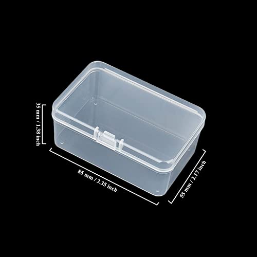 Image of 20 Pack Rectangular Mini Clear Plastic Storage Containers | Hinged Lid, For Beads and Small Craft Items, 3.35 x 2.17 x 1.38 inch