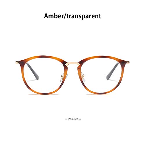 HEIFEN Gafas con Marco de Metal Estilo de Espejo Plano ámbar Disponibles con Lentes miopía