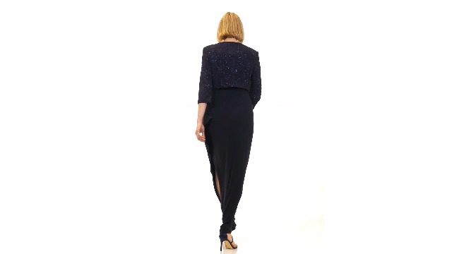 alex evenings women's empire waist bolero jacket dress Alex Evenings Empire Waist Glitter Bolero Jacket Dress Black & White / 14 main image 1