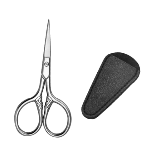AUTSUPPL 1 Set Mustache Scissors Silver Scissors Head Beard Shears Rounded Facial Hair Scissors Eyebrow Scissors Curved Nose Scissors Beard Trimming Scissor Mustache Shears Beard Scissors
