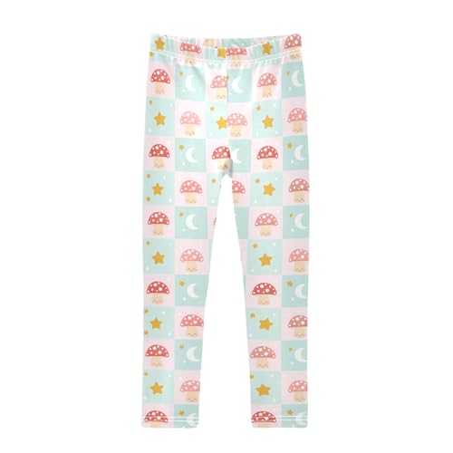 senya Girls Printed Leggings Yoga Pants Mushroom Moon Star Pattern for Kids in 4t to 10 Years, 4T