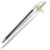 Armory Replicas™ Elegant Brass Hilted Swept Rapier with Polished EN45 Steel Blade, Full Tang, Sharpened Edge, Leather Scabbard