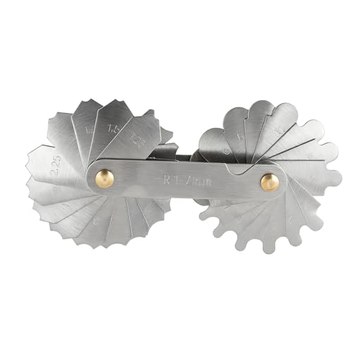 Radiuslehre aus Legiertem Stahl R1-7mm, Radiusrundungslehre für Externes Internes Konkaves Konvexes Messwerkzeug zum Messen des Radius