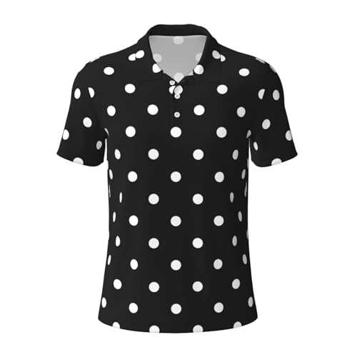 Polo para hombre SEPTYK con diseño de puntos negros y blancos, manga corta, para golf, trabajo, casual, verano y playa miniatura 1
