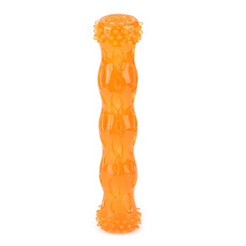 JOROBURO 犬用噛むおもちゃ、シリコン 非毒性 無味 安全 噛み付きにくい ペット 臼歯 クリーニングスティック 子犬 歯ブラシ インタラクティブ 犬 おもちゃ 小 中 大 犬 ペット (オレンジ L)