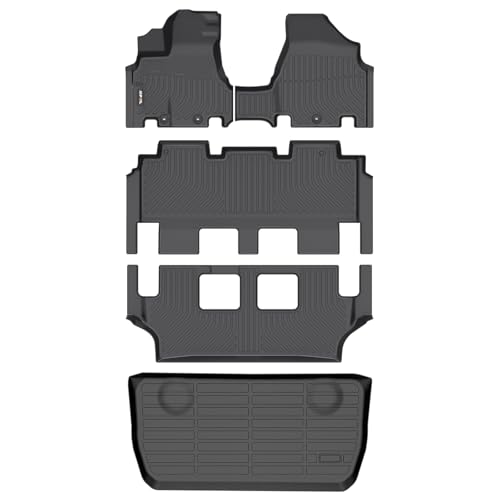 AIPOIL Floor Mats & Cargo Liner Set for 2011-2017 Honda Odyssey All Weather Protection TPE Anti-Slip Automotive Full Set Custom Car Mats Accessories - Black