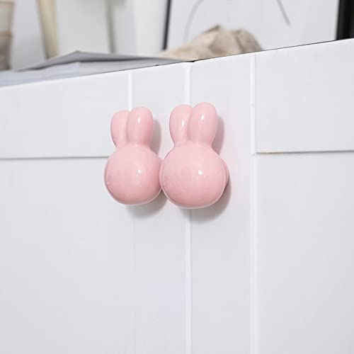 Boutons de commode en céramique blanche poignées de meubles lapin - 3