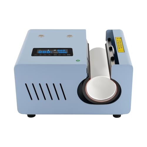 Dual Mug Press Heat Machine 500W for 11-30oz Cups, 110V Automatic Tumbler Heat Press Straight Sublimation Blanks Skinny Tumblers DIY Cup Presser for DIY Customize Ceramic/Metal/Glass Mugs (Blue)