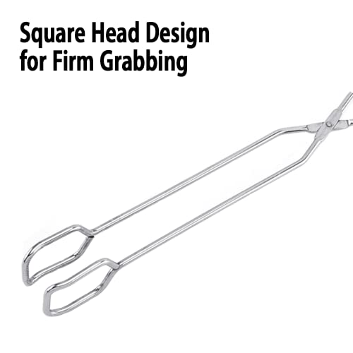 Japard Firewood Tongs, Fire Pit Tongs Outdoor, Campfire Tongs Log Grabber, Fireplace Indoor, Stainless Steel 6Oz, 16 Inches, Medium Size, Lightweight 6.2 Oz, Comfort Grip, Wood Stove Tongs #TOP3