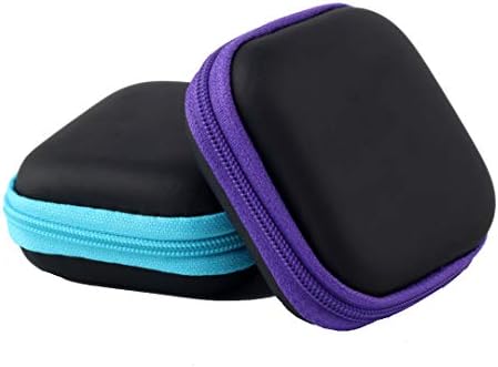 iLovey 2-Pcs Mini Small Square Hard EVA Earbud Earphone Carrying Case for in-Ear Monitor Earphones (IEM) / Small Earphone Headset/USB Cable/Earbuds (Blue + Purple)