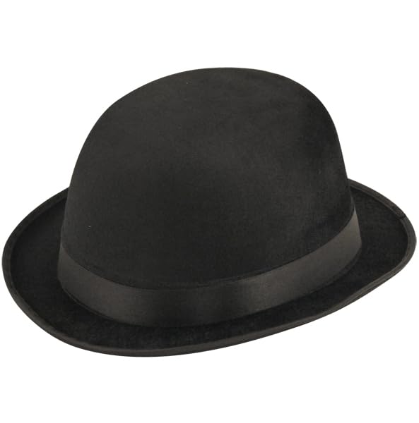 labreeze Black Velour Bowler Hat for Adults – Classic Vintage Costume Hat for Fancy Dress, Themed Parties, and Stage Performances