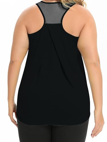 FOREYOND Women's Plus Size Workout Tank Tops Loose Fit Yoga Racerback Athletic Tops Sleeveless Summer Shirts