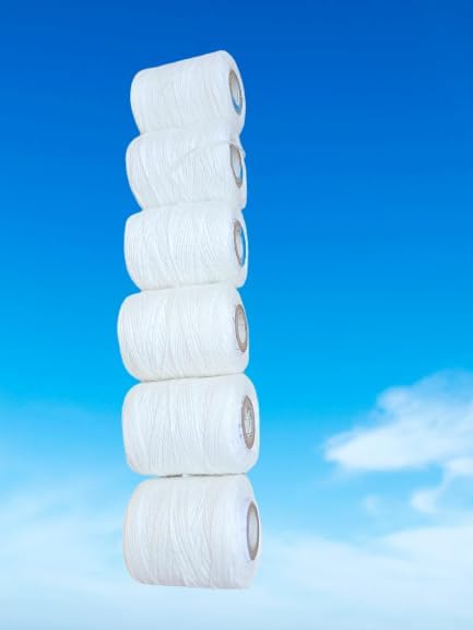 Sorzy Cotton Yarn for Making Flower Garland and Craft Making, White, Pack of 6 3
