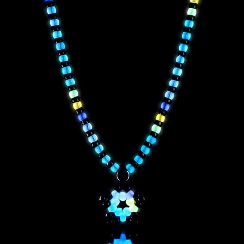 Tondiamo Rave Kandi Star Necklace Rainbow Beaded Lumious Bead Necklace Multi Color Beaded Star Kandi Cuff Rave Accessories for Women Men2