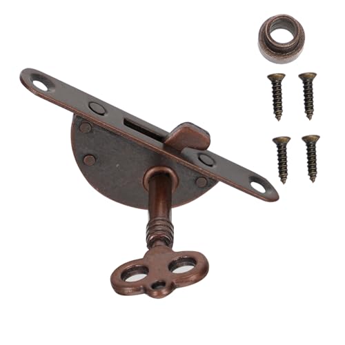 TEHAUX Cerradura de Hierro Vintage Resistente con Llave y Tornillos para Muebles y Armarios Diseño Retro Semicircular para Cajas Decorativas y Gabinetes